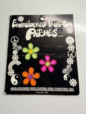 Kaplan Embroidered Flower Iron-On Patches - Lime Green, Hot Pink, Orange